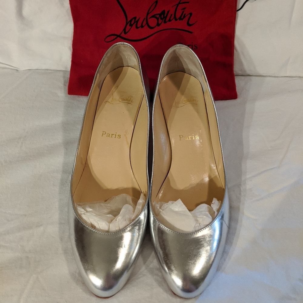 Christian Louboutin Peanut 45mm Silver Wedge 41